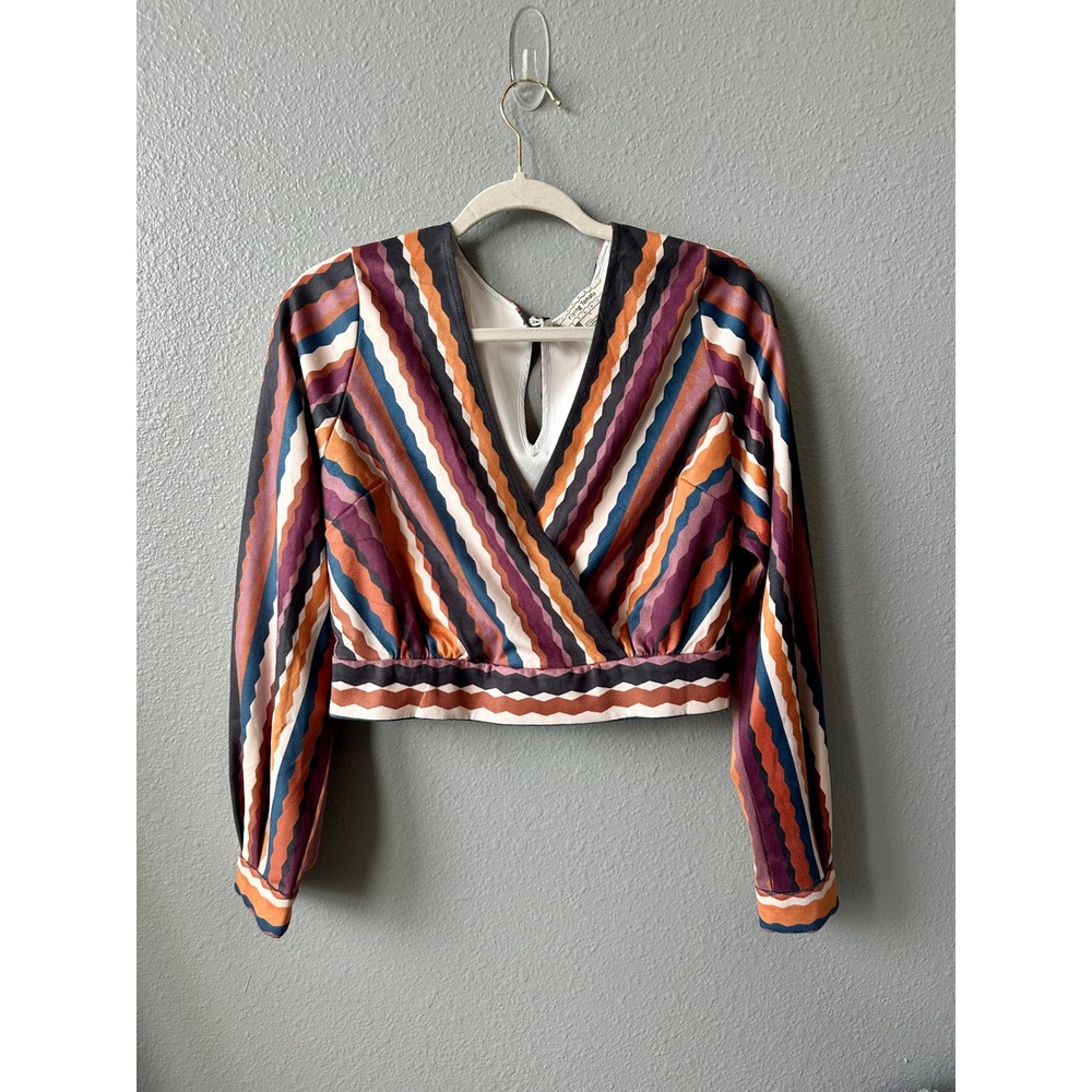 Flying Tomato Multicolor Striped Wrap Crop Top